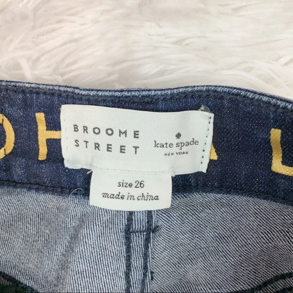 Kate Spade Broom Street‎ high rise straight jeans solid blue classic medium wash